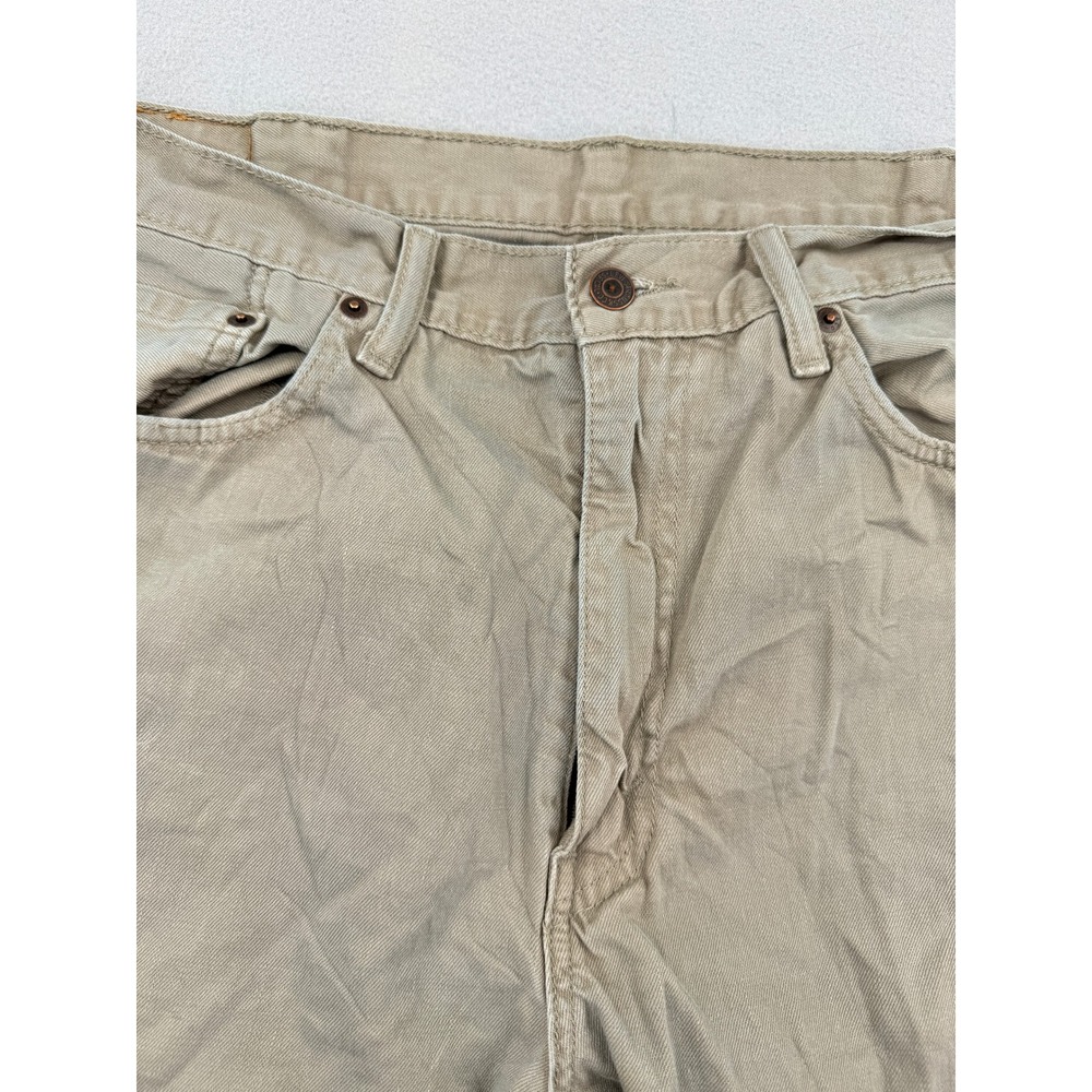 Distressed Levis 505 Regular Fit Khaki Tan Cotton Jeans Mens 38x34 (38x33) - Picture 2 of 13